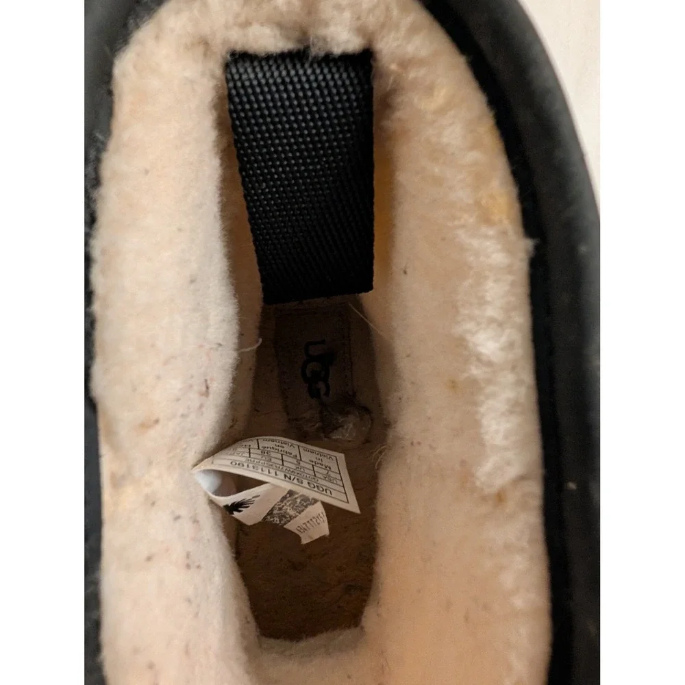 UGG Classic Clear Mini Sherpa Lined Black Waterproof Ankle Boots  Womens 7